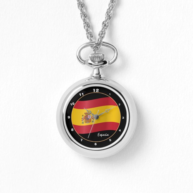 España Zeit & Spanische Flagge / Spanien Armbanduhr (Vorderseite)