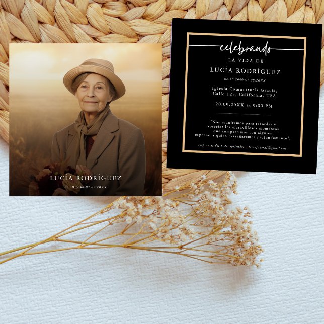 Espanol-Gedenkdienst | Spanisches Foto Beerdigung Einladung (Von Creator hochgeladen)