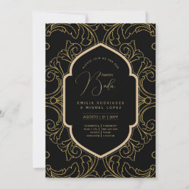 Espanol Invitación Boda Elegante Black Gold Weddin Einladung