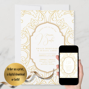 Espanol Invitación Boda Elegante White Gold Weddin Einladung