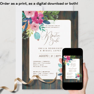 Espanol Invitación de Boda Floral Wedding Rustic I Einladung