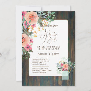 Espanol Invitación de Boda Floral Wedding Rustic I Einladung