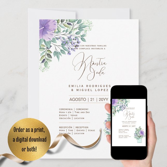 Espanol Invitación de Boda Summer Floral Wedding I Einladung (Von Creator hochgeladen)