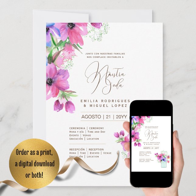 Espanol Invitación de Boda Summer Floral Wedding I Einladung (Von Creator hochgeladen)