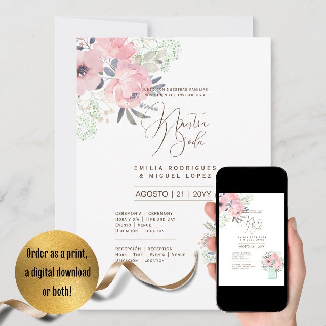 Espanol Invitación de Boda Summer Floral Wedding I Einladung (Von Creator hochgeladen)
