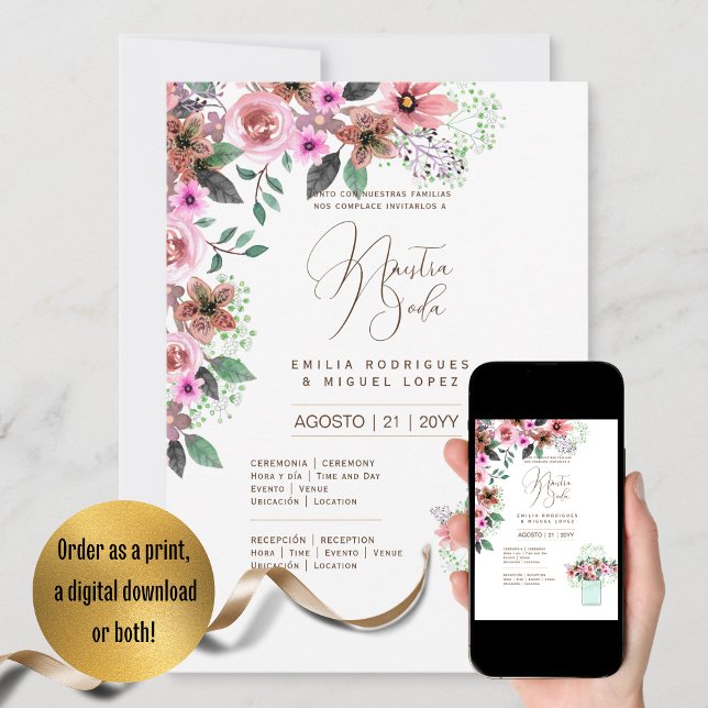 Espanol Invitación de Boda Summer Floral Wedding I Einladung (Von Creator hochgeladen)