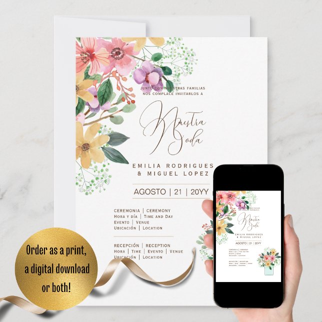 Espanol Invitación de Boda Summer Floral Wedding I Einladung (Von Creator hochgeladen)