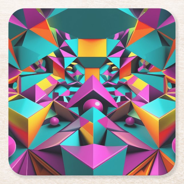 Espejismo Geométrico Rechteckiger Pappuntersetzer (Vorderseite)