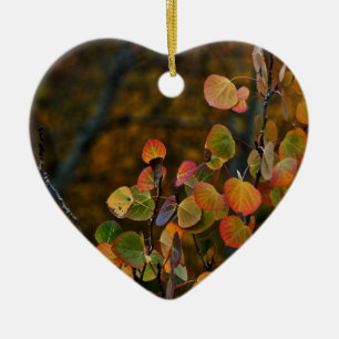 ESPEN-BAUM-NIEDERLASSUNGEN MIT FALL FÄRBTEN KERAMIK ORNAMENT