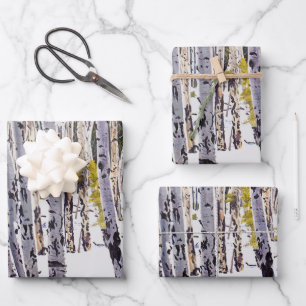 Espenbäume im Wald Geschenkpapier Set