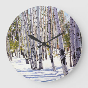 Espenbäume im Wald Große Wanduhr