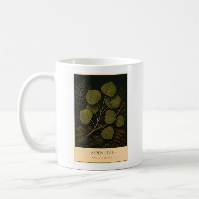 Espenblatt – Vintage-Botanik-Tasse Kaffeetasse (Links)