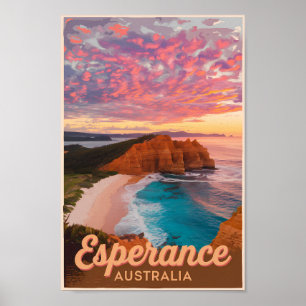 Esperance Australia Illustration Travel Art Retro Poster