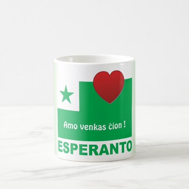 Esperanto / "Amo venkas resonion", Kaffeetasse (Mittel)