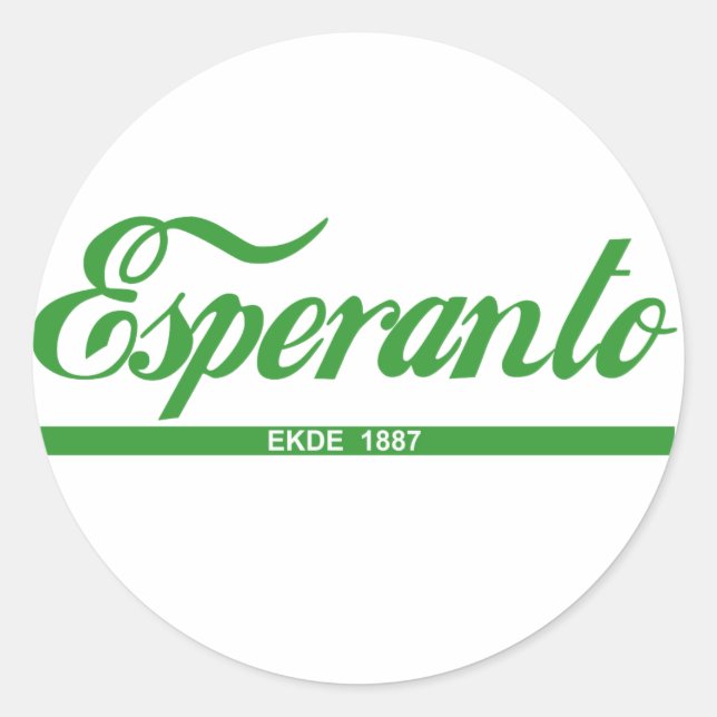 Esperanto ekde 1887 runder aufkleber (Vorderseite)