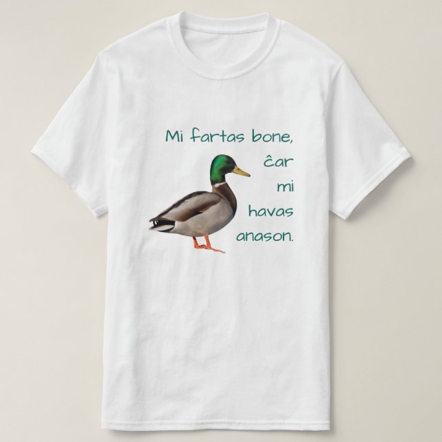 Esperanto: MI fartas Knochen, ĉar MI Havas anason. T-Shirt (Design vorne)