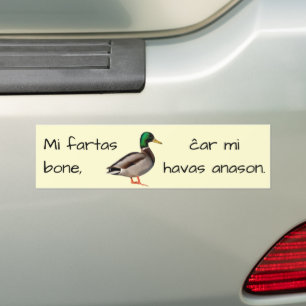 Esperanto: Mir geht es gut, weil ich eine Ente hab Autoaufkleber