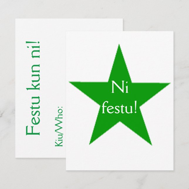 Esperanto: Ni festu! Einladung (Vorne/Hinten)