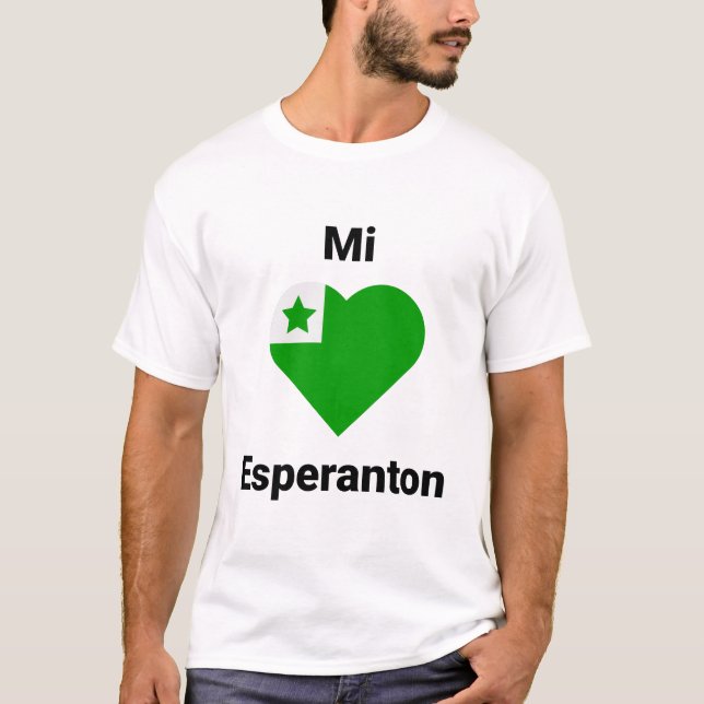 Esperanto T - Shirt Mi amas Esperanton (Vorderseite)