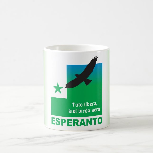 Esperanto/"Tute libera, Kiel birdo aera", Kaffeetasse (Mittel)