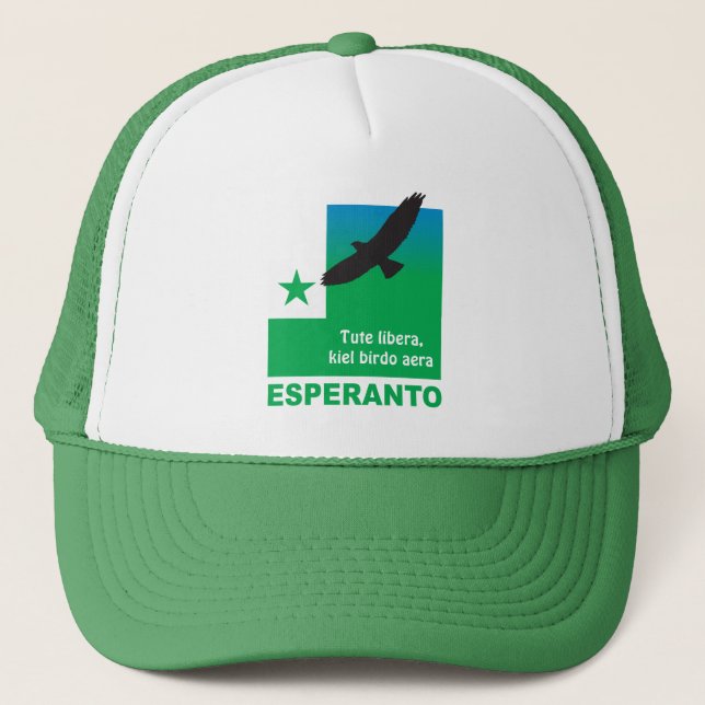 Esperanto / "Tute libera, Kiel birdo aera" Truckerkappe (Vorderseite)