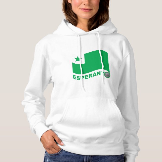 Esperanto wavy flag+text and zamenhof hoodie (Vorderseite)