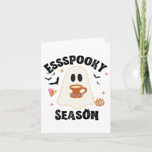 Espooky Season Funny Ghost Groovy Retro Halloween Karte
