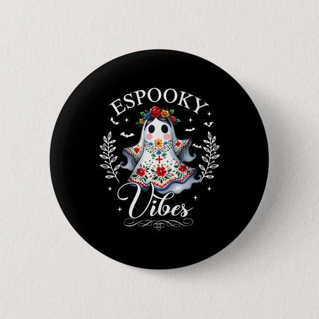 Espooky Vibes Maestra Halloween Spanisch Mexikanis Button (Vorderseite)