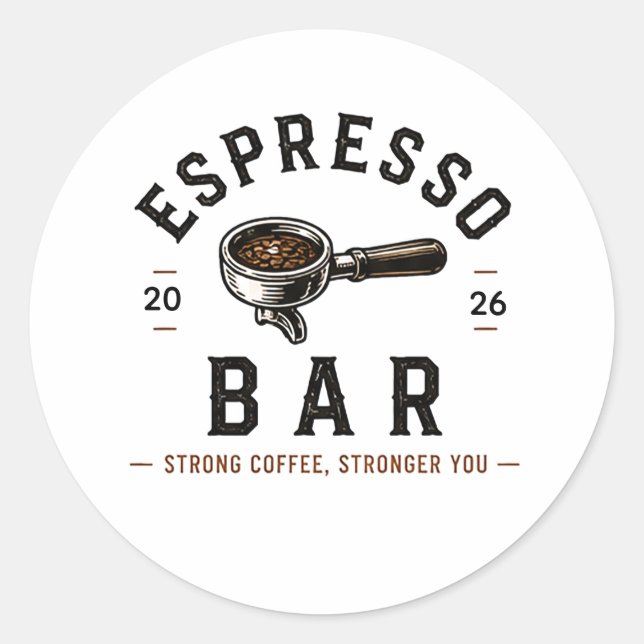 ☕ Espresso-Bar-Café-Mitarbeiter-Logo ☕ Runder Aufkleber (Vorderseite)