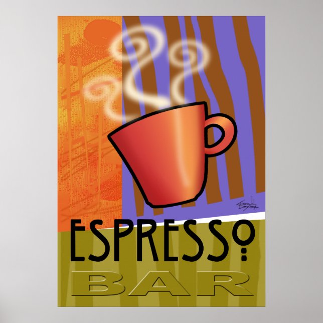 Espresso Bar | Orangenolivengrün Poster (Vorne)