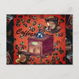 Espresso Beans Vintager Kaffeemaschine Postkarte