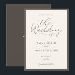 Espresso Beige Script Classic Minimalist Wedding  Einladung<br><div class="desc">Espresso Beige Script Classic Minimalist Wedding</div>
