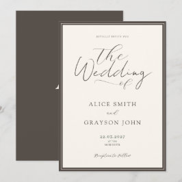 Espresso Beige Script Classic Minimalist Wedding  Einladung