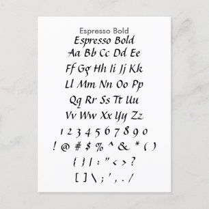 Espresso Bold - Zazzle Schriftart Sampler Sheet Postkarte
