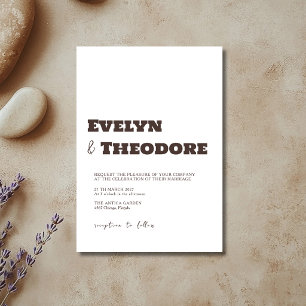 Espresso-Braun Minimalistische Moderne Hochzeit Einladung
