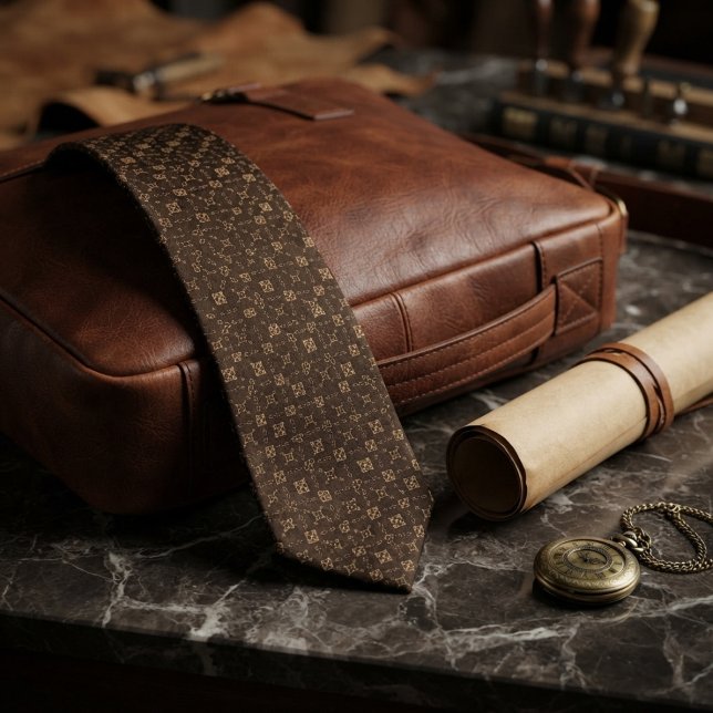 Espresso-Braun Renaissance-Gitter-Jacquard Krawatte (Von Creator hochgeladen)