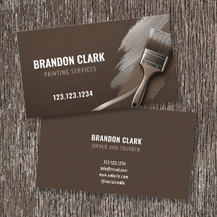 Espresso Braun Silber Sweep Pinsel Design Malerei Visitenkarte