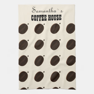Espresso-Brauner-Kaffeebohnen-Muster-Café-Branding Geschirrtuch
