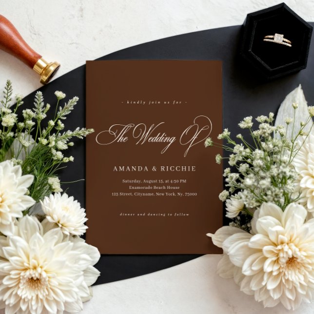 Espresso Brown Elegant Fall Wedding Invitation Einladung (Von Creator hochgeladen)