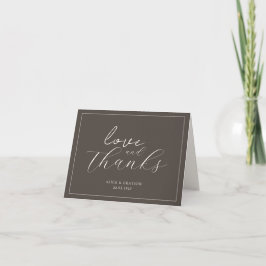 Espresso Brown Script Classic Minimalist Wedding Dankeskarte