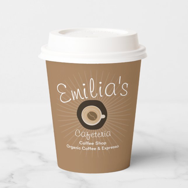 Espresso-Café-Geschäft Logo  Pappbecher (Links)