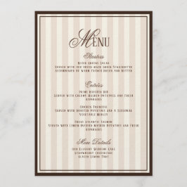 Espresso Cappuccino Striped Wedding Menu Card Einladung
