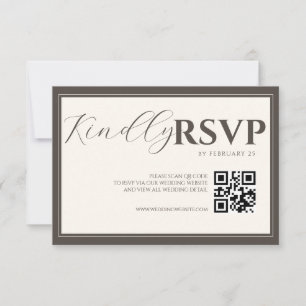 Espresso Classic Minimalistische Hochzeit QR Code RSVP Karte
