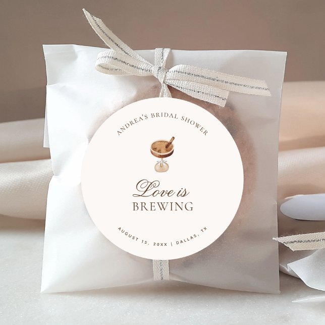 Espresso Coffee Liebe ist Brautparty brauen Runder Aufkleber (Von Creator hochgeladen)