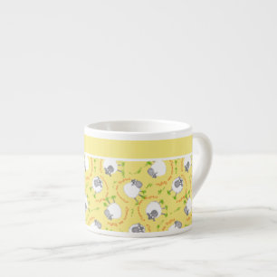 Espresso Coffee Tasse: Gelb, Fun Sheep Muster Espressotasse