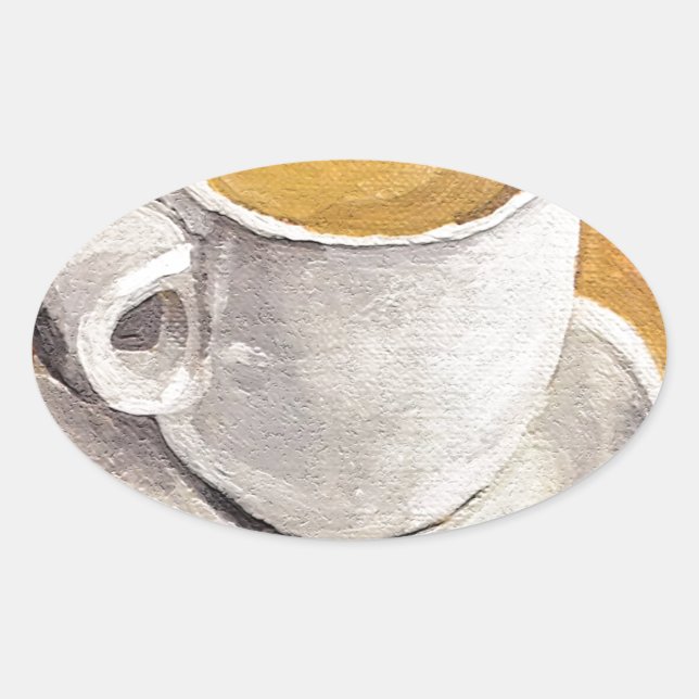 Espresso Cup und Saucer Ovaler Aufkleber (Vorderseite)