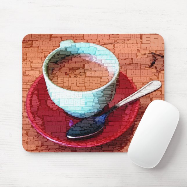 Espresso Cup und Spoon Word Cloud Mousepad (Mit Mouse)