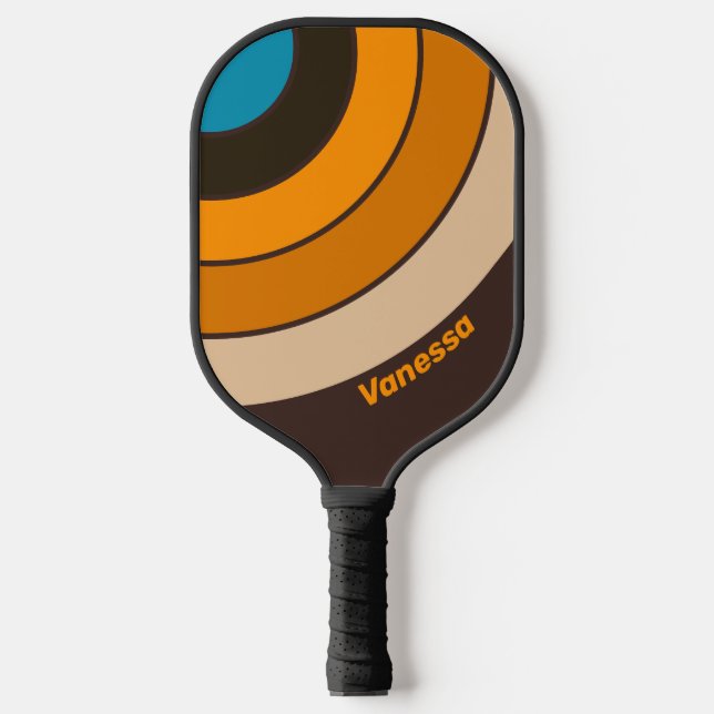 Espresso Drift Circle Strip mit Namen Pickleball Schläger (Vorderseite)
