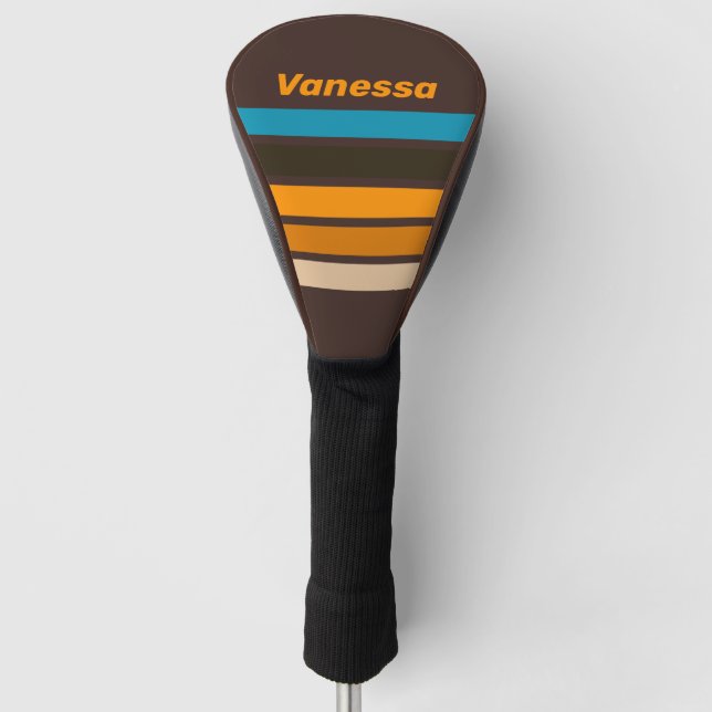 Espresso-Drift über Streifen mit Namen Golf Headcover (Vorderseite)