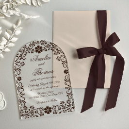 Espresso Elegant Floral Wedding Acryleinladungen
